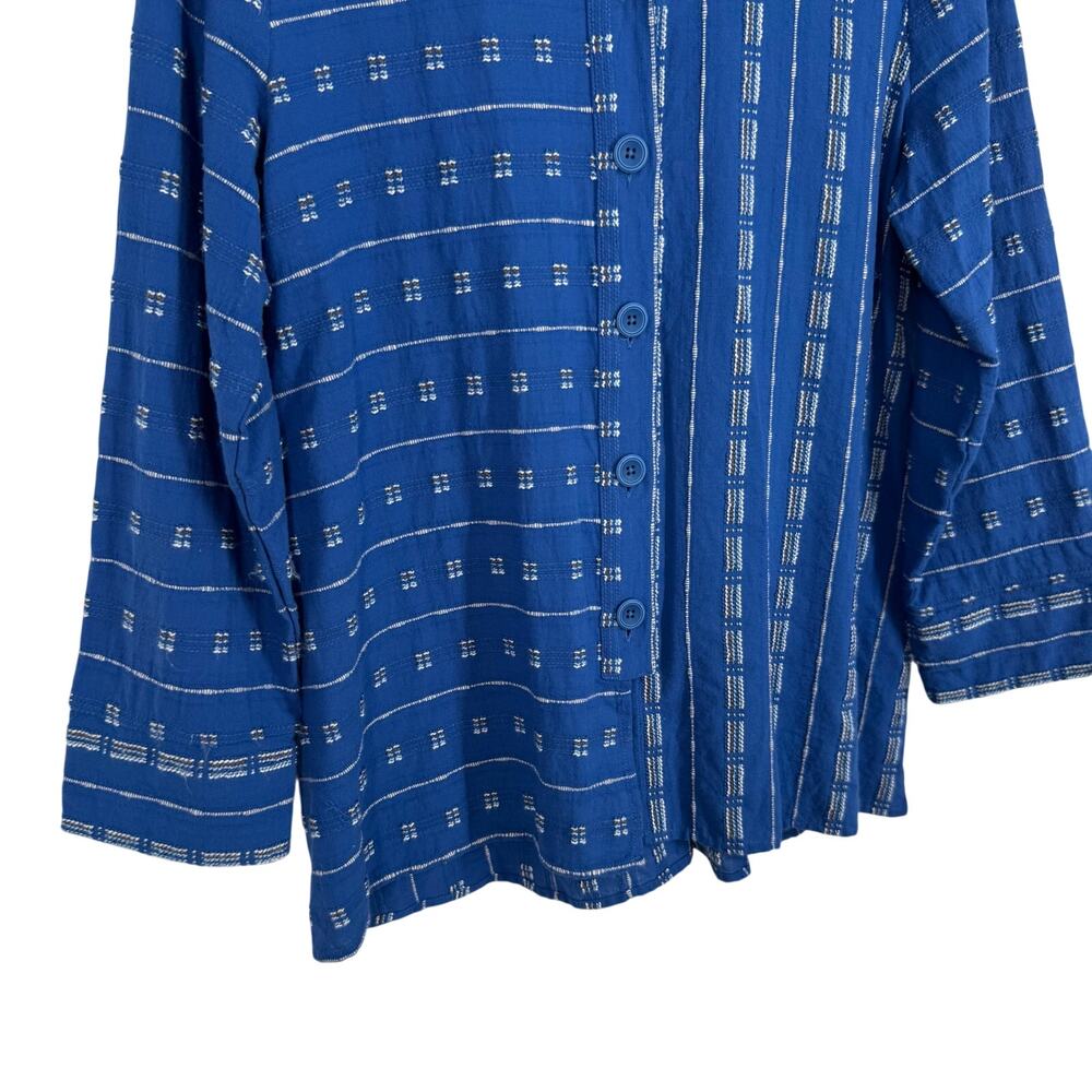 Habitat Sz Medium Blue Wearable Art to Wear Long Sleeve Blouse Shirt Top Artsy - Picture 6 of 10
